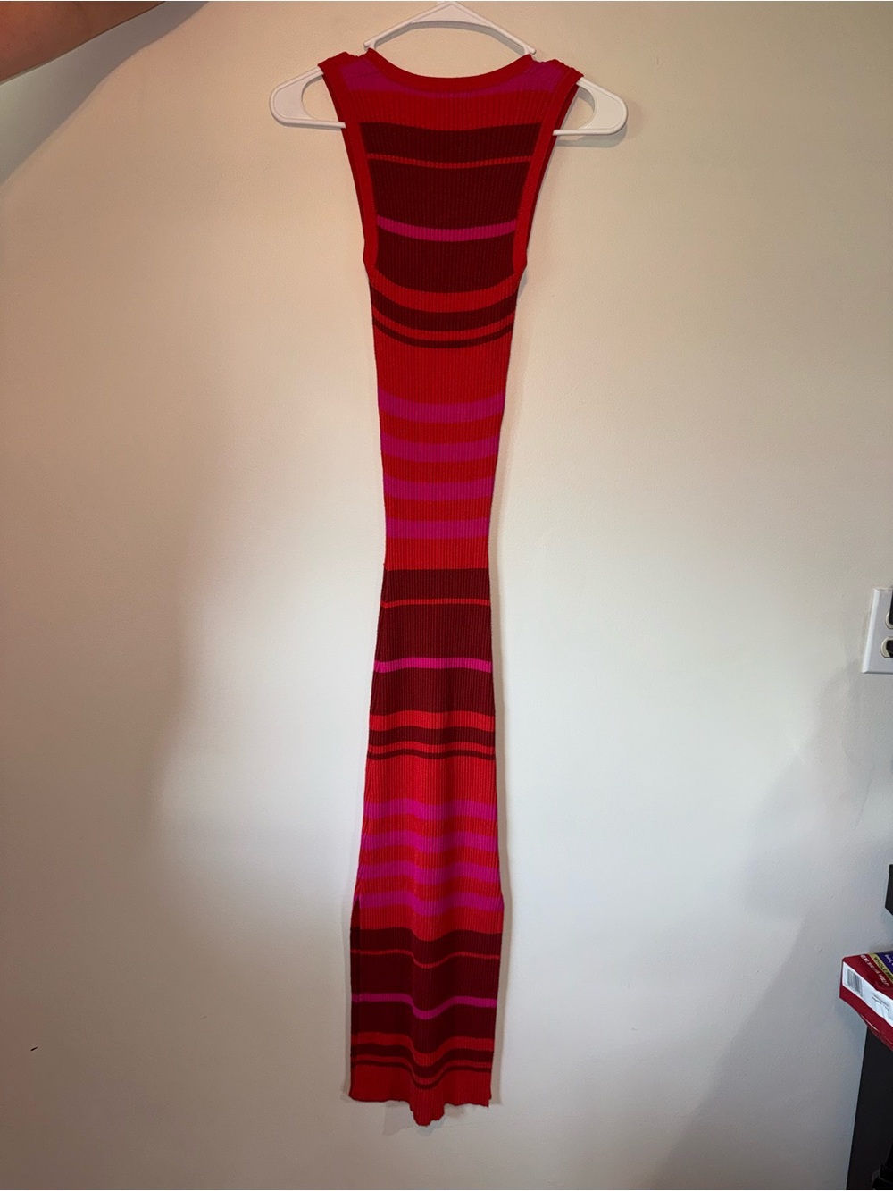 Evereve Abbie Ribbed Striped Midi Sweater Dress Red Pink Sleeveless XS - Picture 4 of 6